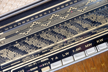 Old radio station frequency scale. - obrazy, fototapety, plakaty