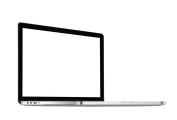 laptop with blank screen on white background - stock vector.