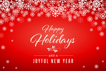 Red Happy Holidays and Joyful New Year Vector Illustration 1