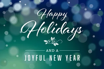 Fotobehang Dark Green Happy Holidays and Joyful New Year Horizontal Vector 2 © kayteedesign