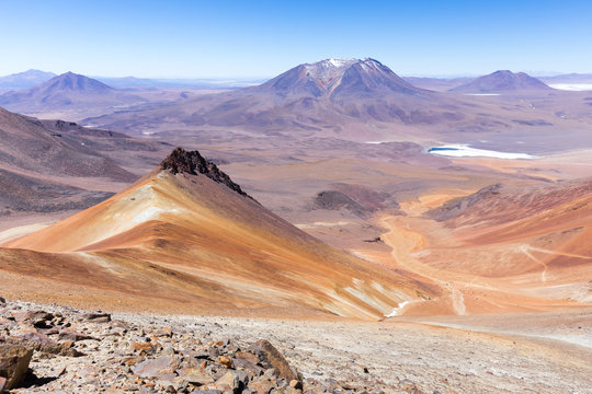 Volcano mountains landscape Salar De Uyuni, travel Bolivia