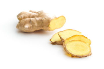 Sliced ginger root.