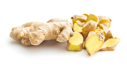 Sliced ginger root.