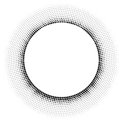 Halftone dotted background circularly distributed. Halftone effect vector pattern. Circle dots isolated on the white background.