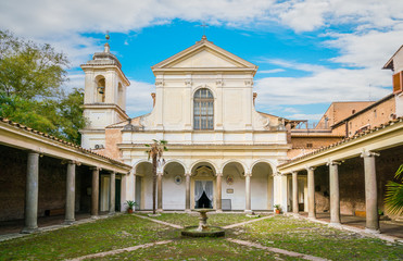 Obraz premium Courtyard of the Basilica of San Clemente al Laterano in Rome, Italy.