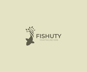 Gold Fish Logo Template. Sealife Vector Design. Fishing Illustration