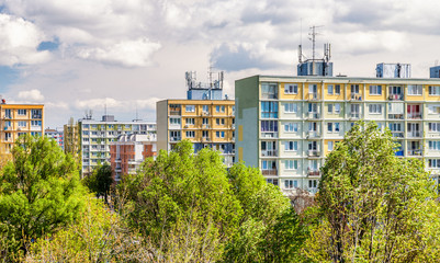 Colorful apartment houses in Bratislava, Slovakia