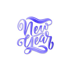 Happy New Year hand drawn lettering for card.