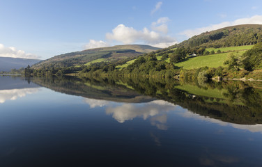 Fototapeta na wymiar Countryside In Wales / An image of beautiful Welsh countryside shot at Talybont-On-Usk reservoir, Wales, UK