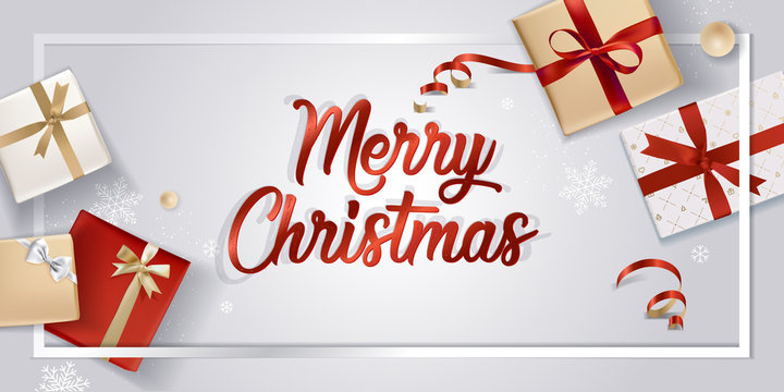 Merry Christmas greeting card. Vector illustration concept for greeting cards, web banner, flayer brochure, party invitation card.