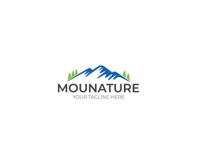 Mountains Logo Template. Nature and Forest Vector Design. Landscape Illustration