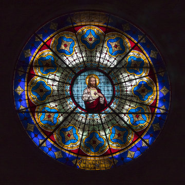 roseton vitral corazon de jesus 