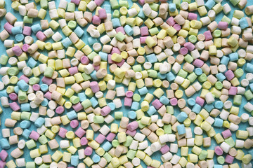 Bright background from mini marshmallow.Top view.