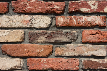 Fototapeta premium background texture old wall with red brick at an angle close-up close-up