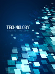 Digital abstract chaotic squares on dark background vector illustration . Business backdrop template