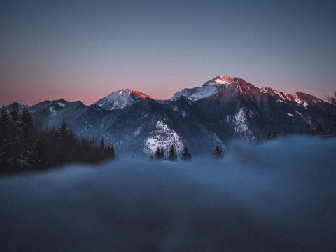  Sonnenuntergang in den Alpen - Alpengl&uuml;hen
