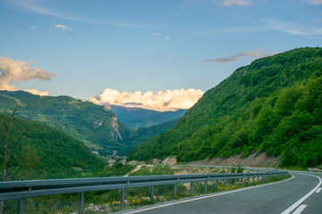 High in the mountains is a wind farm.
