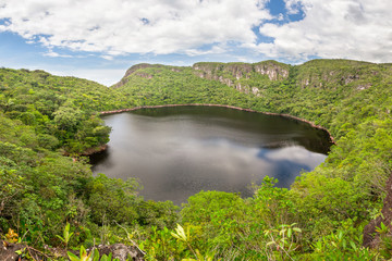 Fototapeta premium Panoramic shot of Leopoldo Lake (Paraka Wachoi in native language), in Amazonas state, in Venezuela