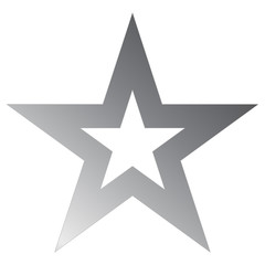 Christmas star metal - outlined 5 point star - isolated on white