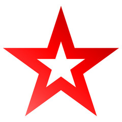 Fototapeta premium Christmas star red - outlined 5 point star - isolated on white