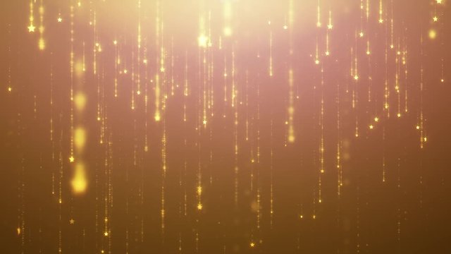 falling sparkle rain glamor background for led screens. golden stars fall and disappear animation with particles. Motion background for hollyday in 4k