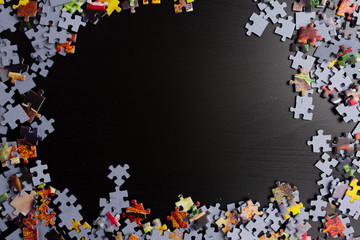 puzzle frame on black background