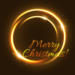 Christmas light greeting card of glowing circle