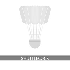 Vector illustration of badminton feather shuttlecock isolated on white background. Sport equipment in flat style.