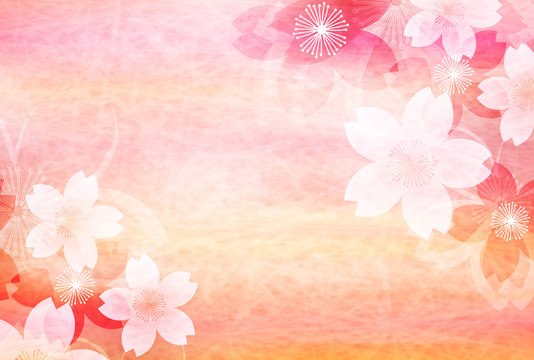 桜　年賀状　和紙　背景 