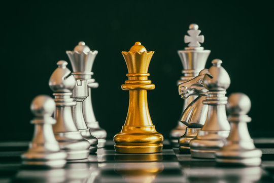 Strategy chess battle Intelligence challenge game on chessboard. Success the strategy concept. Chess business leader and success idea. Chess strategy game business competition success play.