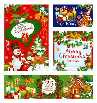 Merry Christmas vector celebration greeting cards