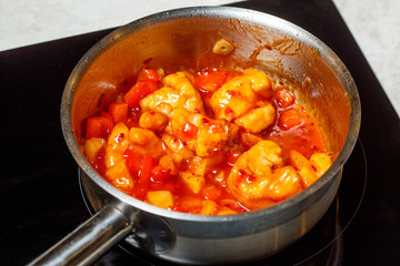 Cooking process of chinese sweet and sour fried chicken
