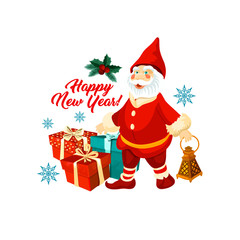 New Year vector winter holiday Santa gnome icon
