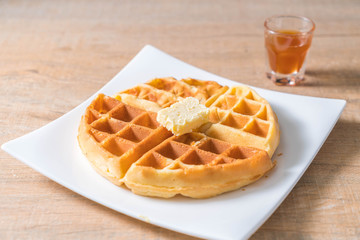 waffle with butter and honey