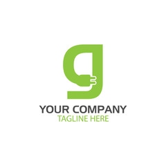 Creative Letter G with plug icon.  Flat Vector illustration