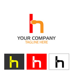 Creative Letter H with plug icon.  Flat Vector illustration