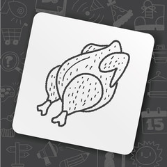 Roast chicken doodle drawing