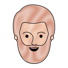 male face with short hair and bearded in colored crayon silhouette vector illustration