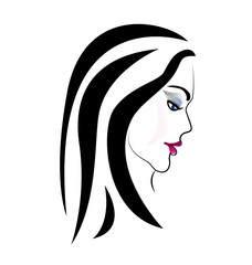 Women long hair style icon, women on white background