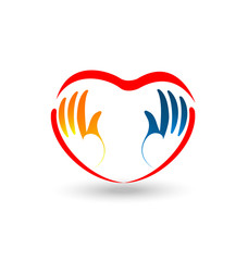 Hands united around heart icon