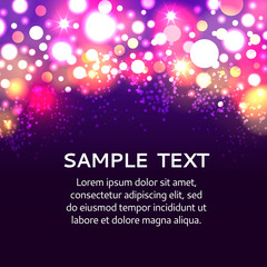 Fototapeta premium Shining pink and violet bokeh background, vector illustration