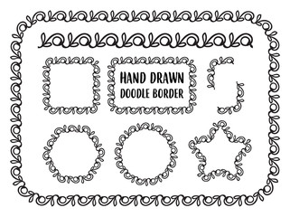 Vector set of hand drawn doodle border
