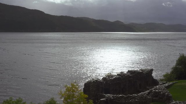 Ruins of a Scottish Castle on the Lake