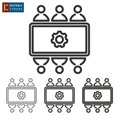 Naklejka premium Conference table - outline vector icon. Editable stroke.