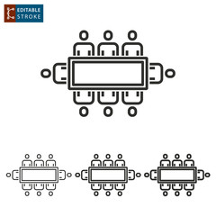 Conference table - outline vector icon. Editable stroke.