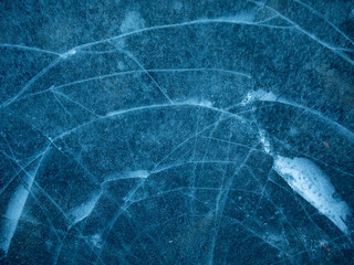 cracks on deep blue ice