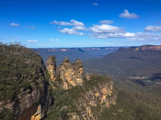 Crédence de cuisine en verre imprimé Trois sœurs Formations rocheuses des Trois Sœurs dans les Blue Mountains Australie