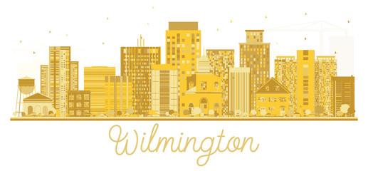 Wilmington USA City skyline golden silhouette.
