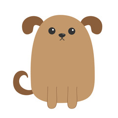Dog puppy. Cute cartoon character. Funny face head. Pet baby collection. Eyes, nose, eyes, tail. Isolated. White background. Flat design.