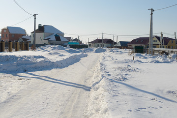 March 7, 2015: A street in the village of Syatrakasy. Chuvashia. Russia.